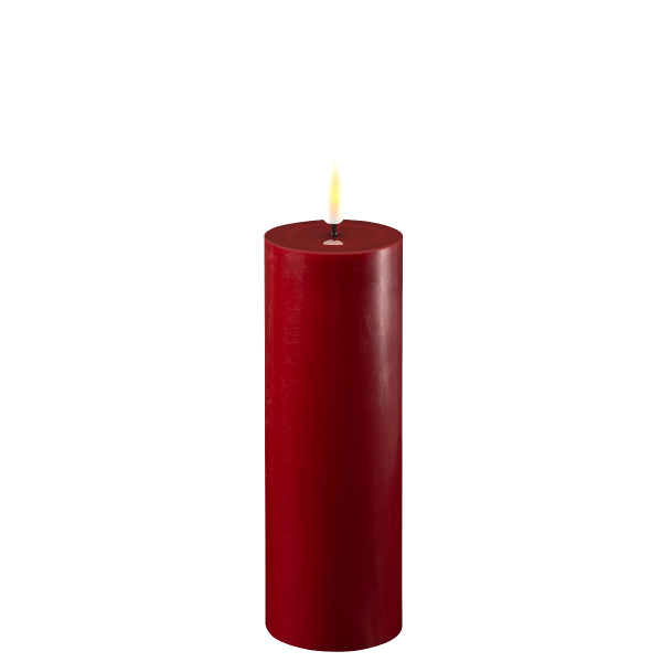 Deluxe Homeart Real Flame LED Stumpenkerze 5 x 15 cm Bordeauxrot