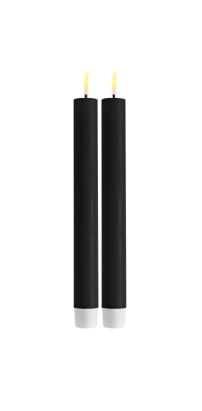Deluxe Homeart Real Flame LED Stabkerze 2Stck. 2,2 x 24 cm - 2 Stück Schwarz