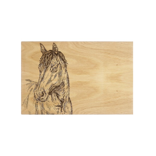 Scottish Eiche Servierbrett 30 cm - Pferd Portrait 30 x 20 cm
