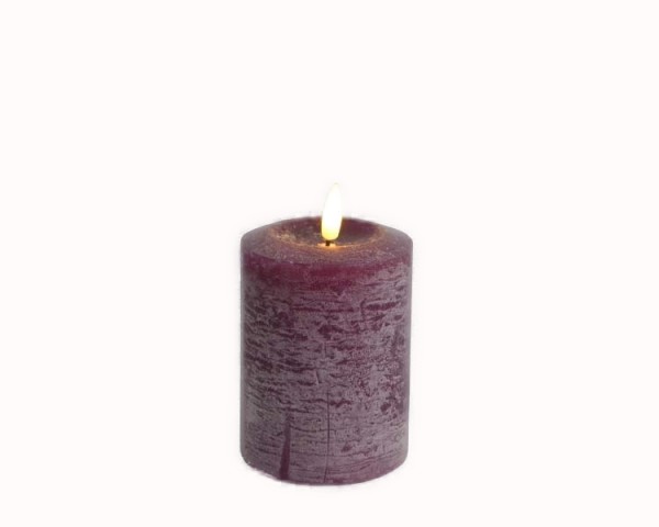 DEKOFlorale Rustikale Real Flame LED-Kerze Purple 7,6 x 16 cm
