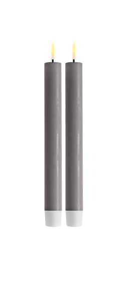 Deluxe Homeart Real Flame LED Stabkerze 2Stck. 2,2 x 24 cm - 2 Stück Grau