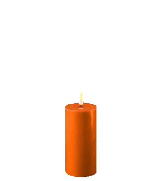 Deluxe Homeart Real Flame LED Stumpenkerze 5 x 10 cm Orange