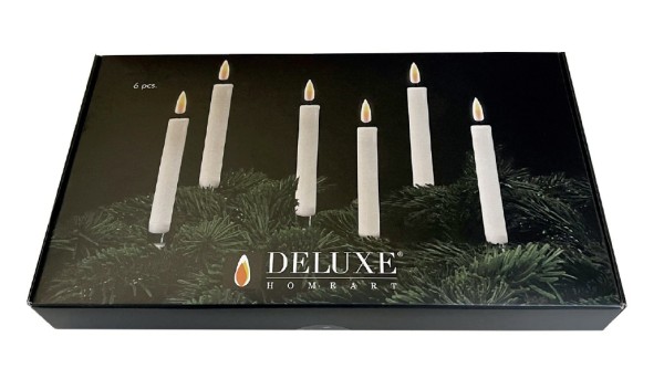 Deluxe Homeart Real Flame LED Weihnachtsbaumkerzen 1.2 x 15 cm Weiß - 6 Stück/Pckg.