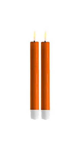 Deluxe Homeart Real Flame LED Stabkerze 2Stck. 2,2 x 15 cm - 2 Stück Orange