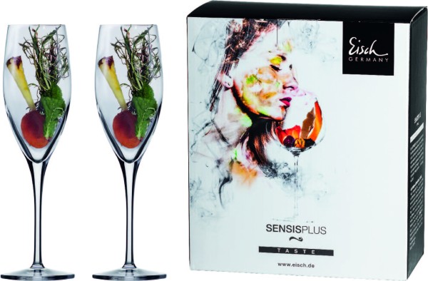 Eisch Glas Superior Sensis plus Champagnerglas 500/71 - 2 Stk im 4 farb.Geschenkk.